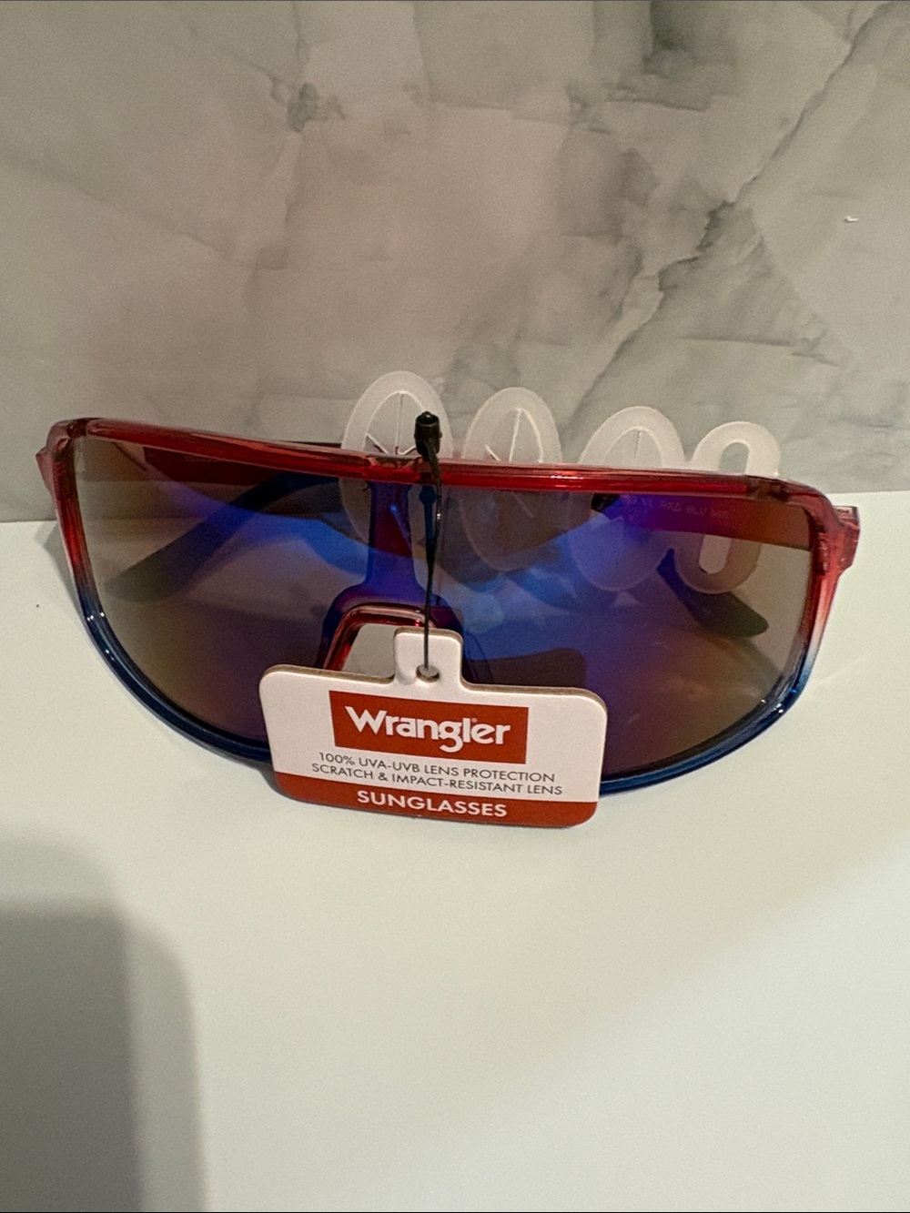 Wrangler Men’s Red-to-Blue Gradient Shield Sunglasses